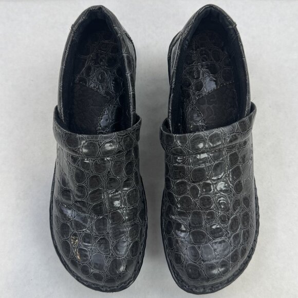 BOC Born Concept Womens Size 7 Gray Croc Faux Leather Peggy Slip On Clogs Shoes - Picture 7 of 15